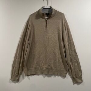 J.Crew Mens XXL Tan Cotton Quarter Zip Sweater Mock Neck BF091 NWT
